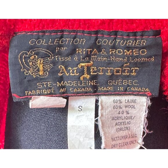 Vintage 70s maxi dress, red kaftan robe, wide flared sleeves, wool blend - Picture 9 of 9